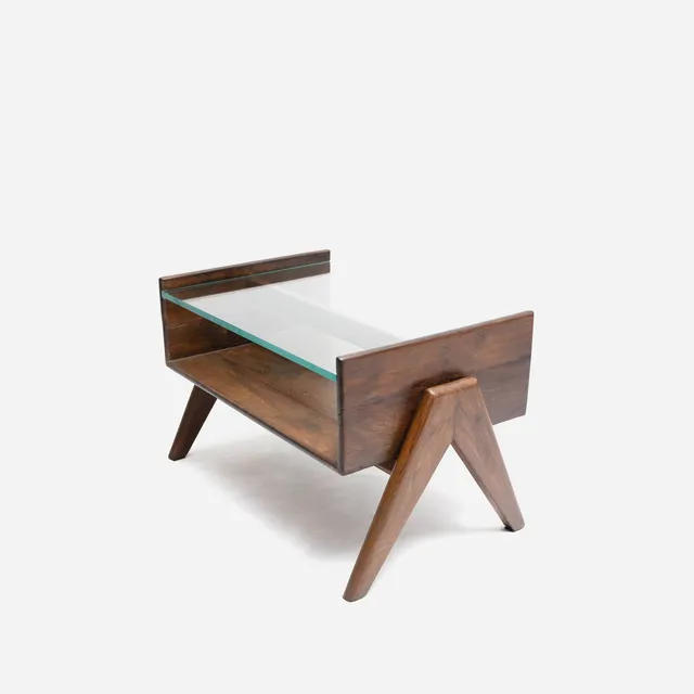 Pierre Jeanneret Small Glass Table c1960